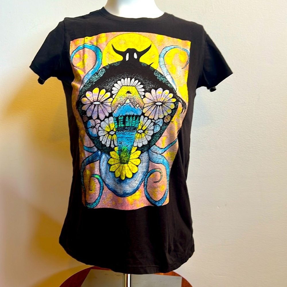 Official canvas artist tee shirt with demon coffin mountain art